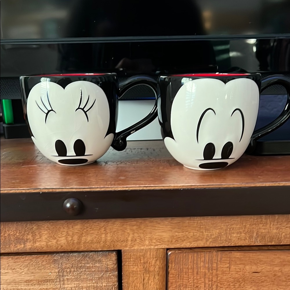 Disney Mickey and Minnie Mouse Black and White Mugs